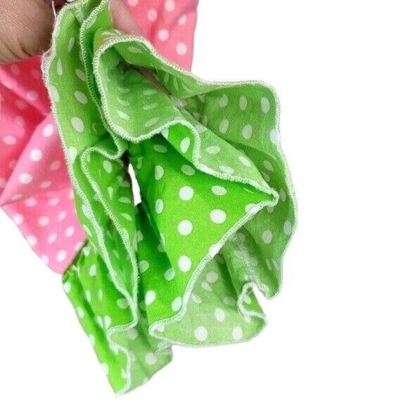 Girls Ruffle Pants Pink Size 7 White Green Lined Polka Dot Full Length Pull On - Picture 4 of 6